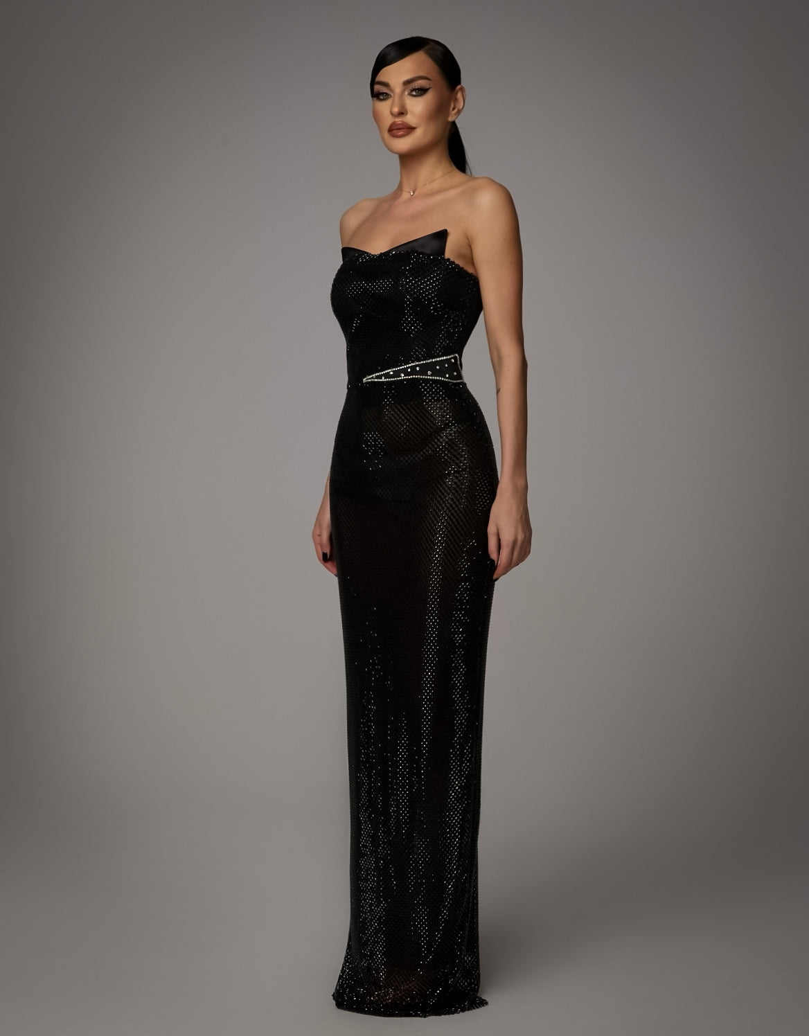 Rochie Maxi cu Textura Metalica, Nocturna Allure