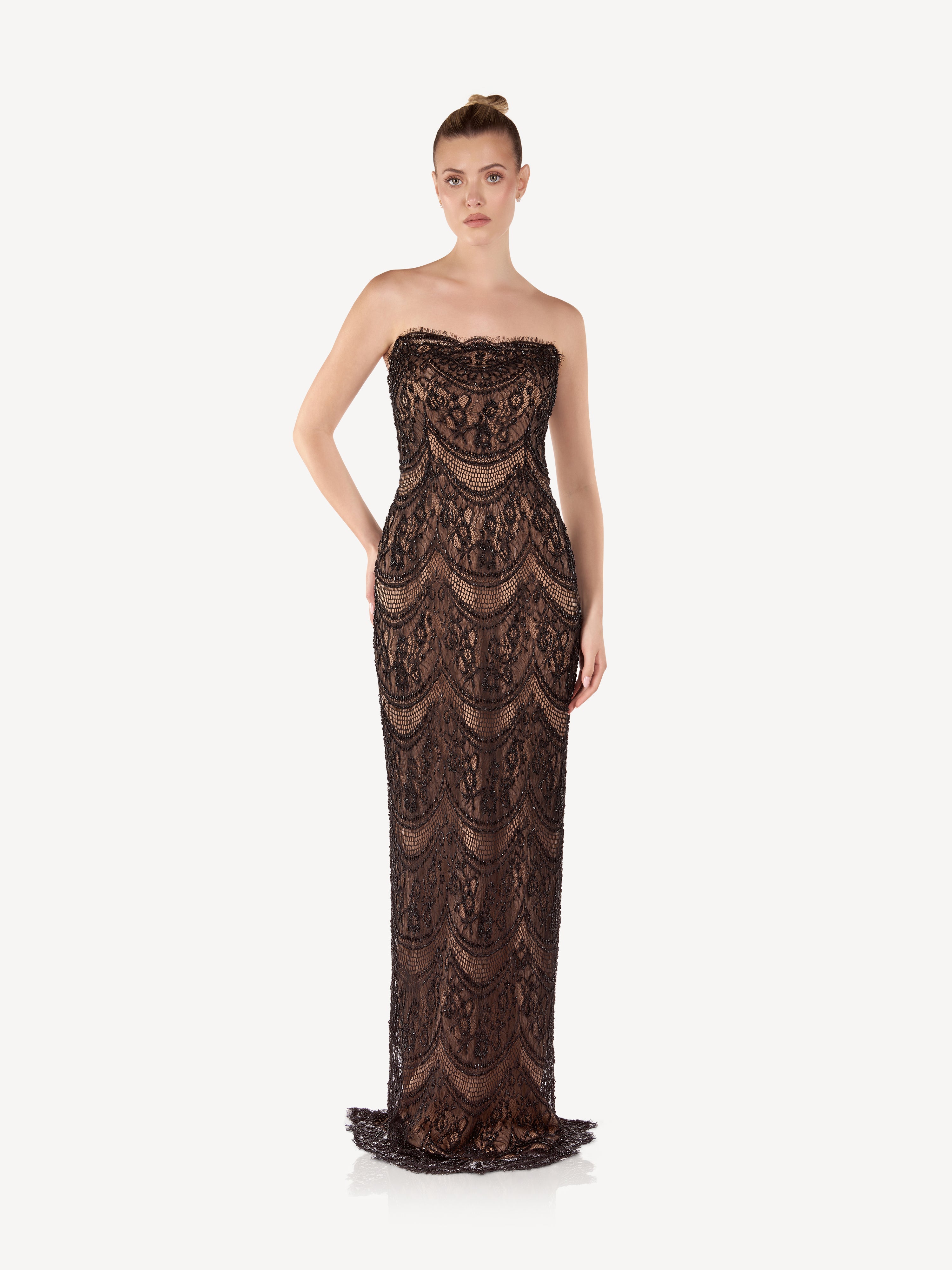 Rochie Maxi cu Broderii Ornamentale si Corset, Valéria