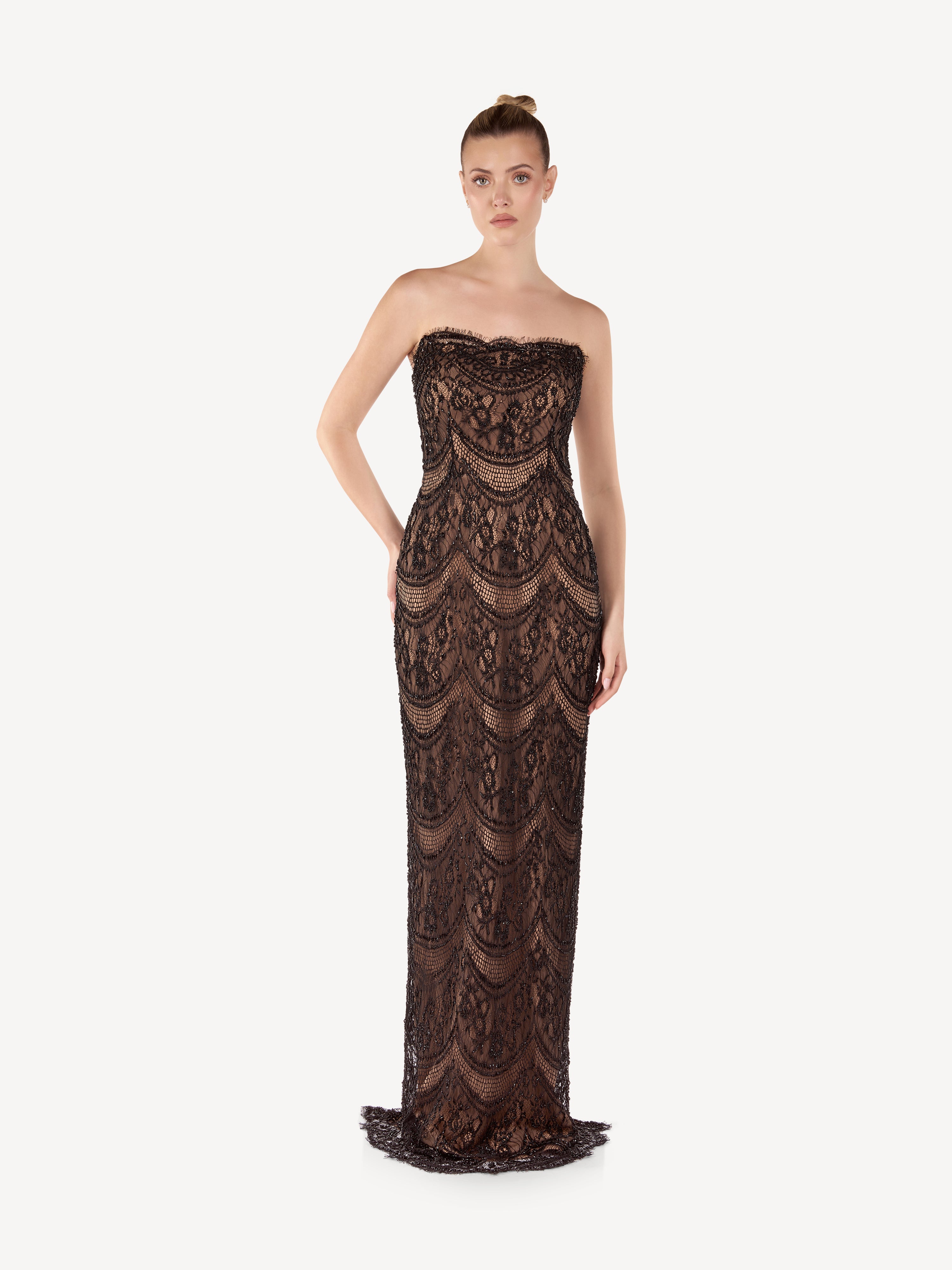 Rochie Maxi cu Broderii Ornamentale si Corset, Valéria