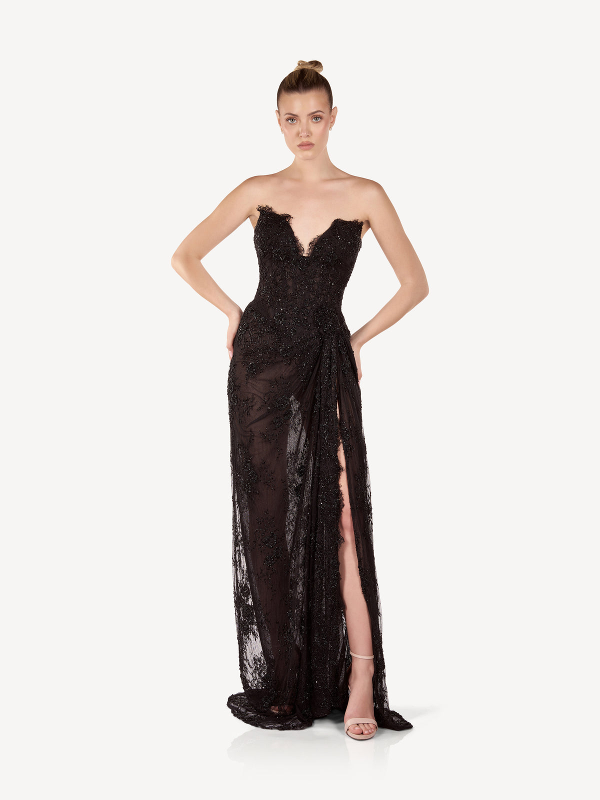 Rochie Maxi Corset cu Drapaj si Cristale, Seraphine
