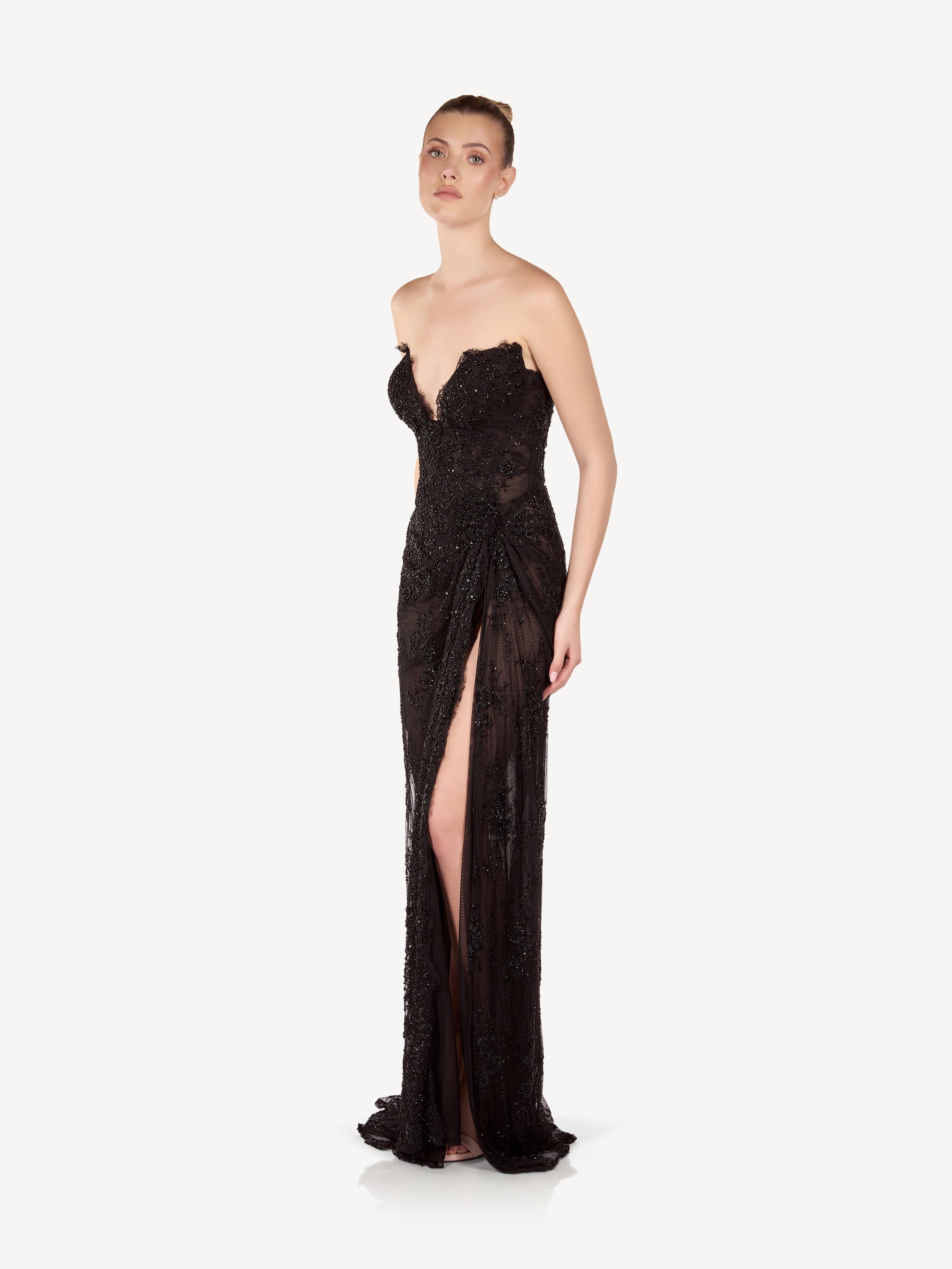 Rochie Maxi Corset cu Drapaj si Cristale, Seraphine