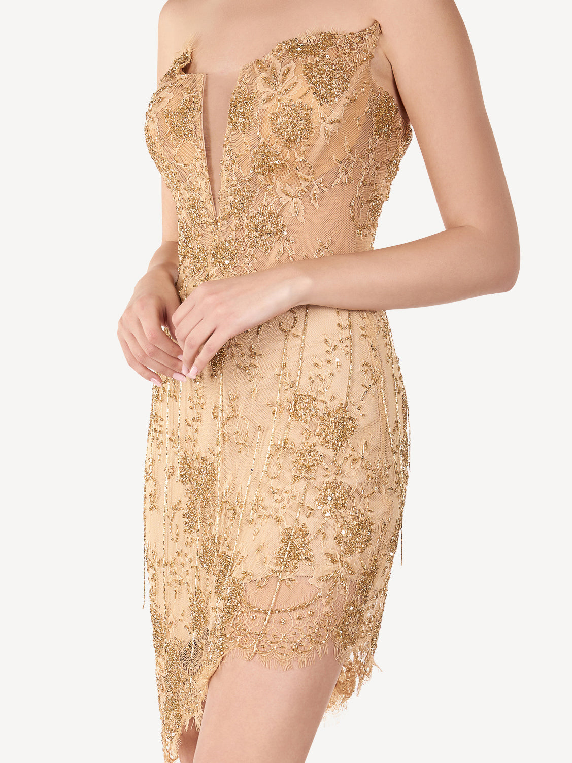 Rochie Mini Corset cu Broderii Couture si Cristale, Aurelia