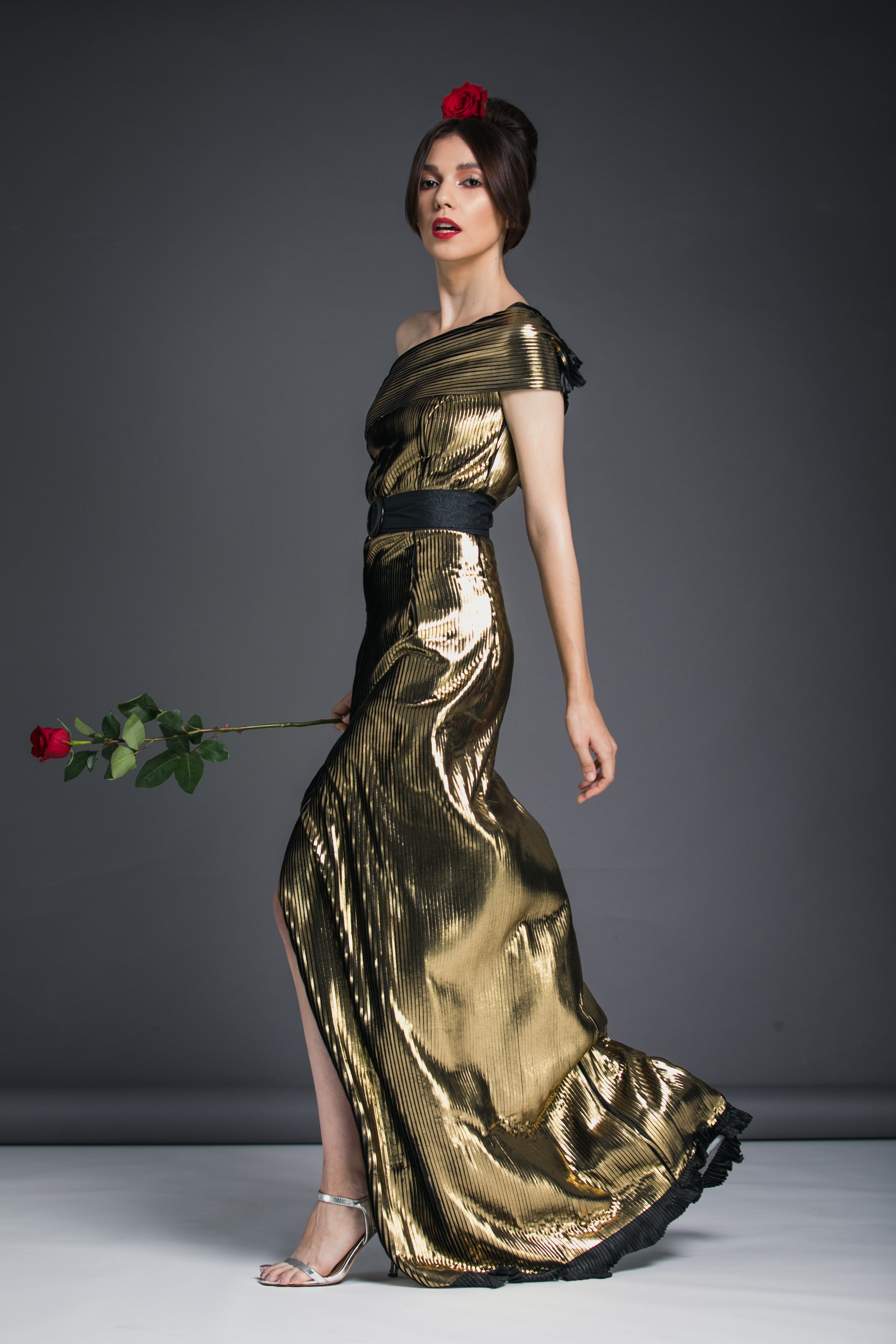 Rochie Maxi cu Textura Metalica, Elsa